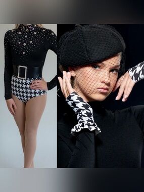 Kelle dance black costume houndstooth menswear custom tux suit MC-Medium child
